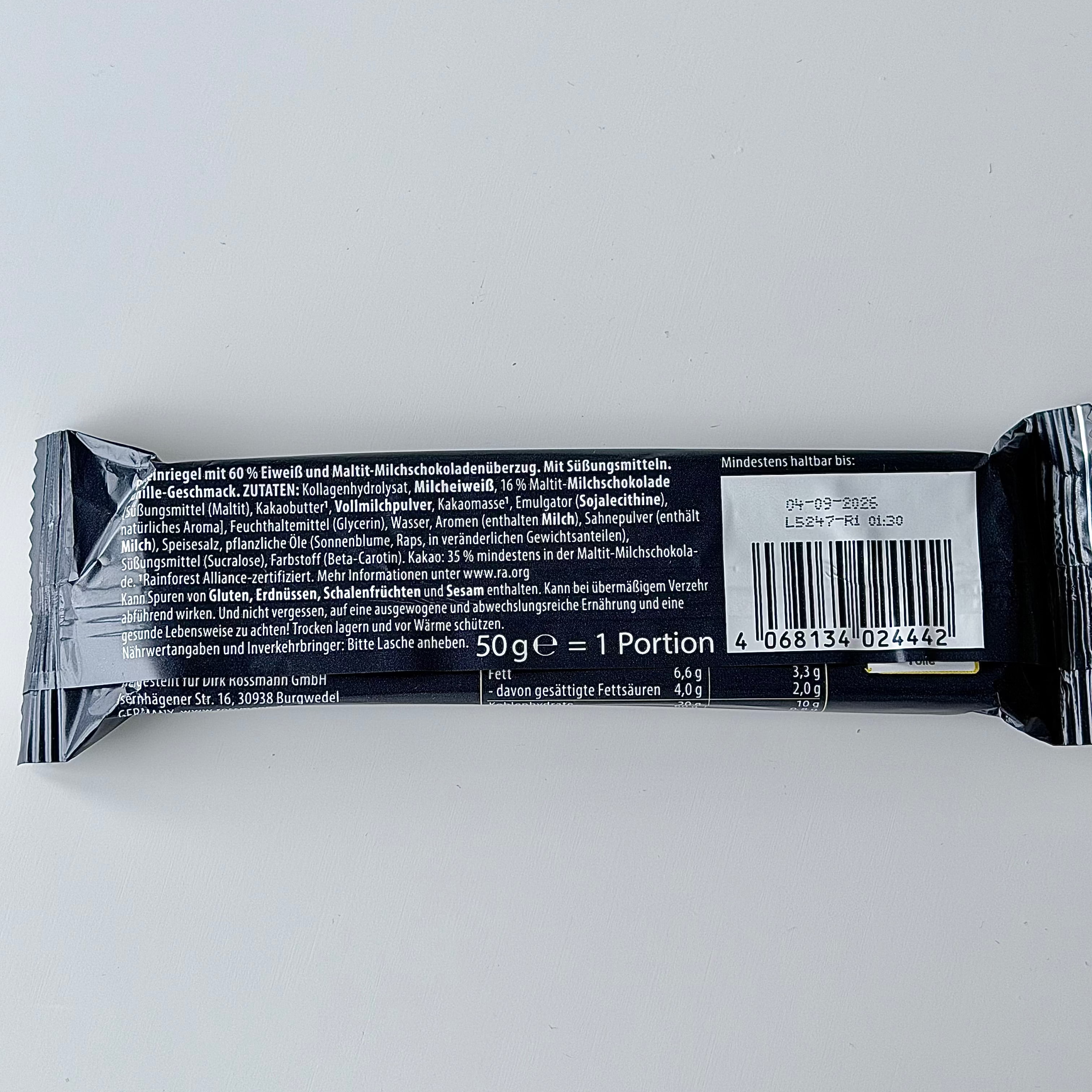 Barre protéinée Vanille  60% de protéines